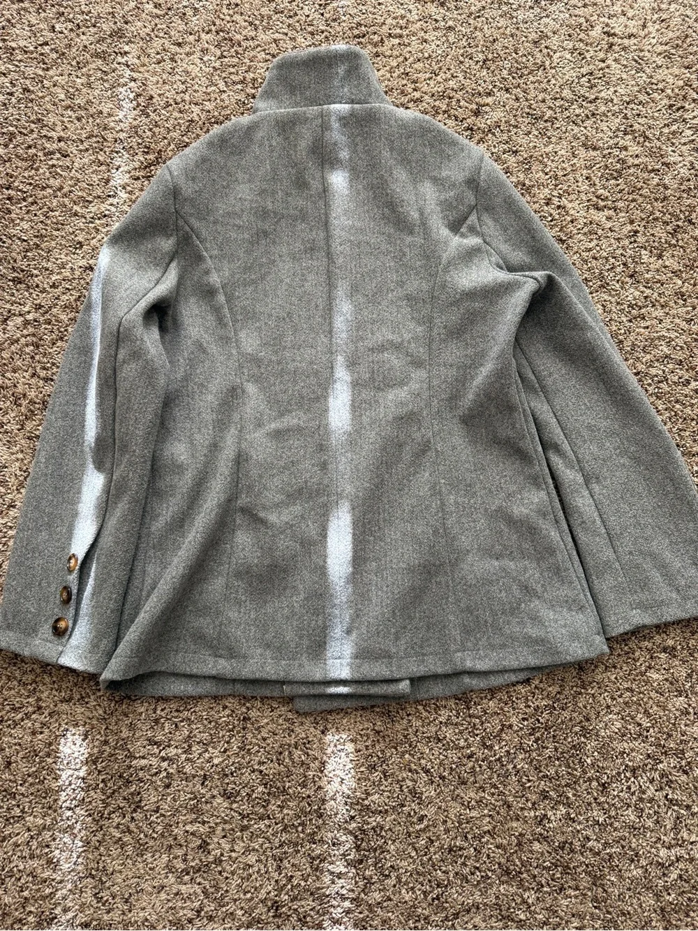 SHEIN Girls Double-Breasted Gray Pea Coat